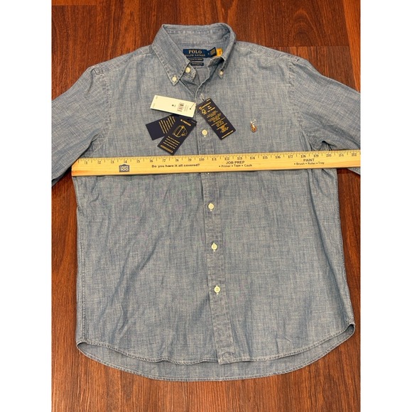 Polo Ralph Lauren Classic Fit Untucked Indigo Chambray Shirt Men's Medium $125 - Picture 10 of 16